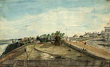 View of the west end of Wellington Street in Upper Bytown 1845, painting by Thomas Burrowes.