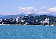 View of Sochi on the Black Sea in the subtropical hardwood forest zone