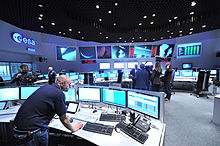 European Space Operations Centre (ESOC), ESA control room in Darmstadt. Germany is the largest contributor to the European space programme.