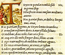 The first cursive printed by Aldus Manutius, 1501. The capitals here are still recte.