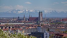 Alpen achter de skyline van München  