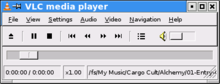 VLC cu interfața wxWidgets, rulând pe KDE