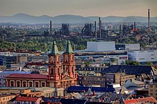 Ostrava Cathedral and industrial facilities