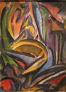 Pasage Fauve van Man Ray, 1913, lijkt zowel kubistisch als fauvistisch te zijn.