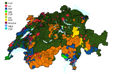 Strongest party per municipality (2019)