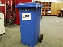 Barrel as ballot box, Central Election Office in the Technical Town Hall of the City of Bochum, 2017