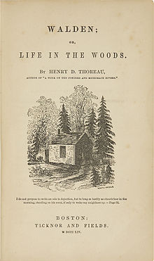 Cover of the original 1854 edition of Walden by Henry David Thoreau.