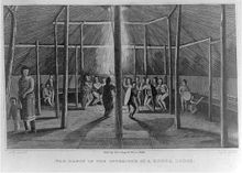 塞缪尔-西摩尔1819年画的堪萨斯小屋和舞蹈图这是堪萨斯州最古老的画作。