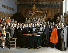 The envoys invoke the Peace of Münster in the Peace Hall.