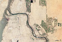 Blå Nilen och Vita Nilen förenas till Nilen, i Khartoum.  
