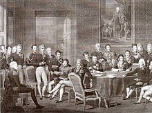 Envoys to the Congress of Vienna, copperplate engraving after a drawing by Jean Baptiste Isabey, 1819