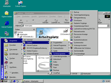 Expanded Start Menu of Windows 98 Second Edition (roughly equivalent to Windows 95 and NT 4.0 with the Internet Explorer 4.0 extensions)