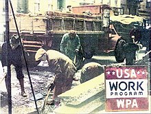 The Works Progress Administration designed a number of job creation schemes (e.g. road construction).