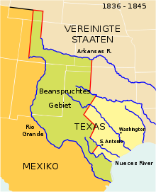 Map of the disputed territory. The current boundaries of the US states are indicated in white.