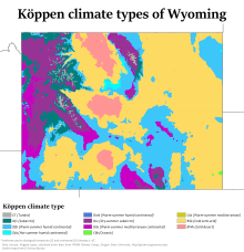 Climate classification according to Köppen and Geiger of Wyoming