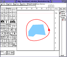 Una captura de pantalla del editor de gráficos vectoriales xfig  