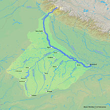 Mapa de la cuenca del río Yamuna.  