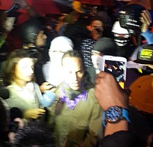 Pérez in een nachtelijke oppositiemars in Altamira op 13 juli 2017  