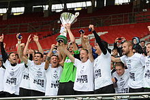 Title winner 2012/2013 FC Pasching at the cup presentation 2013.