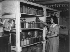Membro do Clube 4-H que armazenava os alimentos que ela consertava em seu jardim, Rockbridge County, Virginia, ca. 1942