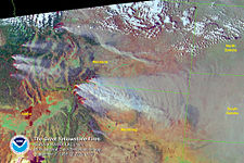 Yellowstone branden van 1988 op satelliet
