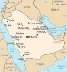 Karta över Saudiarabien  