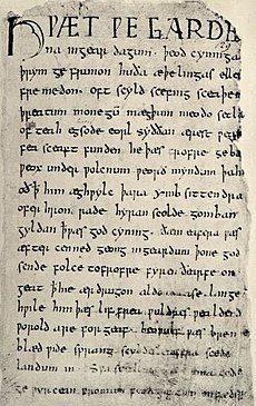 Eerste pagina van Beowulf