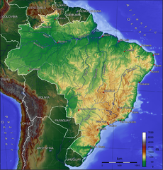 Karte von Brasilien mit zwei Maßstäben