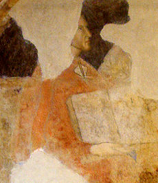 Um retrato de Dante, a partir de um afresco no Palazzo dei Giudici, Florença.
