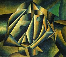 Hoofd van een boerenmeisje door Malevich, 1912/13, is abstract en kubistisch