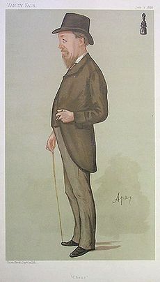 Joseph Blackburne. Färglitografi av "Ape" från Vanity Fair, 1888.