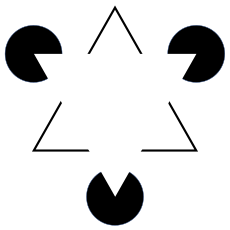 Ši garsioji "nematomo" trikampio iliuzija yra geštaltinio suvokimo pavyzdys.