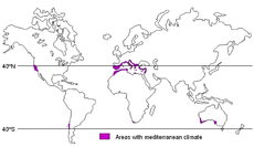 Áreas com clima mediterrâneo em todo o mundo.