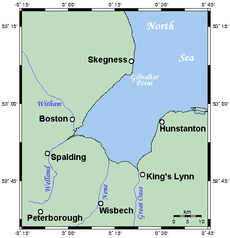 Mapa oblasti Wash a blízkého okolí  