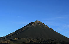 La cima del Pico do Fogo, la cima più alta dell'arcipelago di Capo Verde, situata sull'isola di Fogo