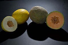 Cantaloupe und kanarische Melonen.