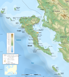 Kaart van Korfoe  