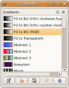 Диалогов прозорец "Градиенти" в GNOME