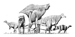 Vários dinossauros Ornithopod
