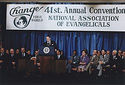 Reagan dirigiéndose a la Asociación Nacional de Evangélicos, 1983  