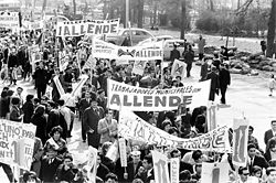 Marcha de los partidarios de Allende en Chile  