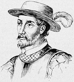 Portret desenat al exploratorului spaniol Juan Ponce de León