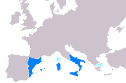 Mappa storicamente errata della Corona Aragonese