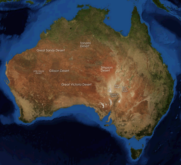 Locaties van woestijnen in Australië