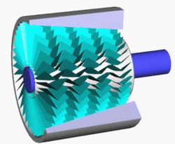 Une animation d'un compresseur axial.