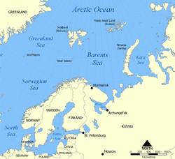Barentsinmeren sijainti