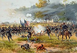 A vasdandár támadása a dunántúli templom közelében, 1862. szeptember 17-én.