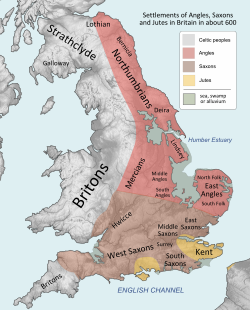 Anglia anglo-saxonă c. 600  