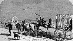 Imigrantes alemães a caminho de Nova Braunfels em 1844