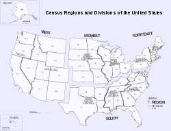 Breakdown of the USA into regions and divisions by statistical authority